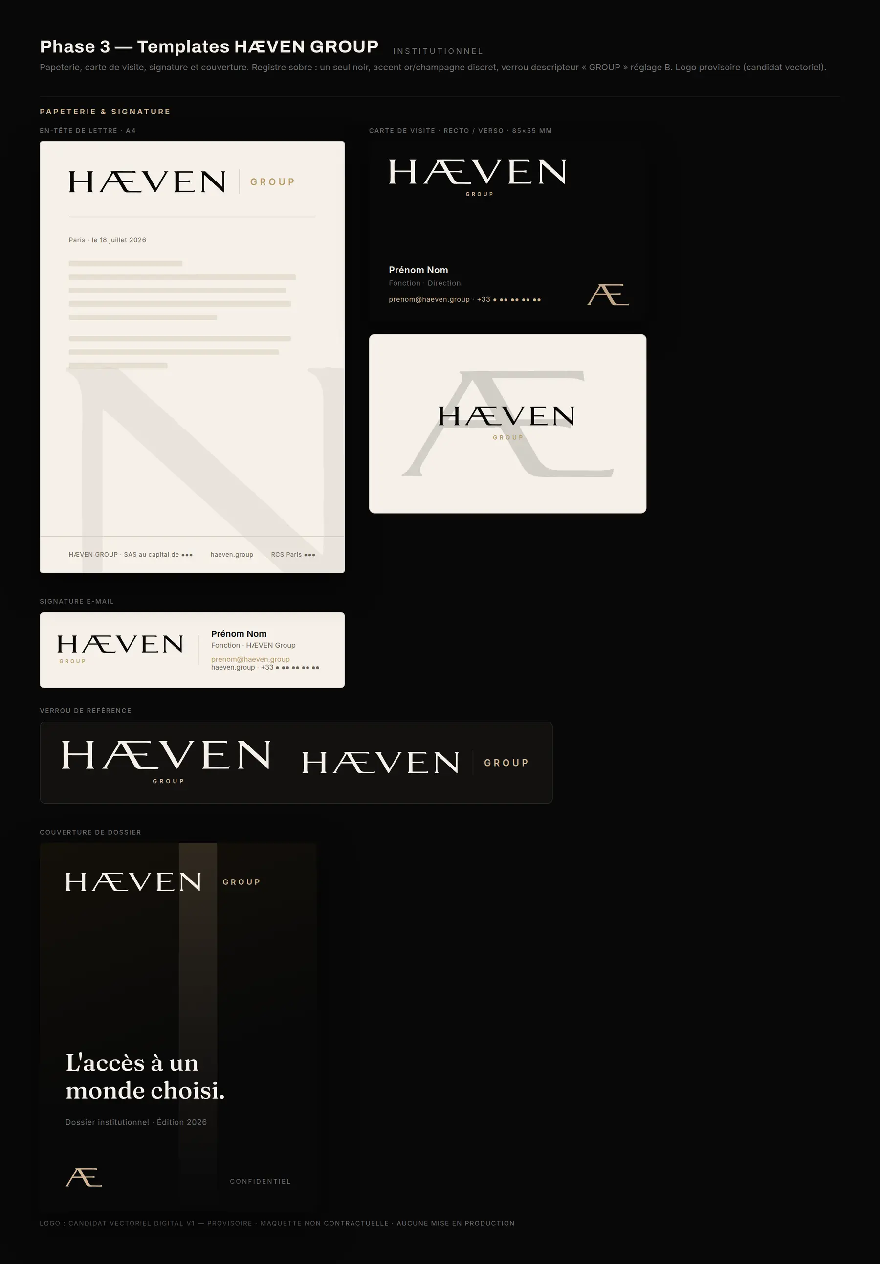 Planche officielle des applications institutionnelles HÆVEN Group